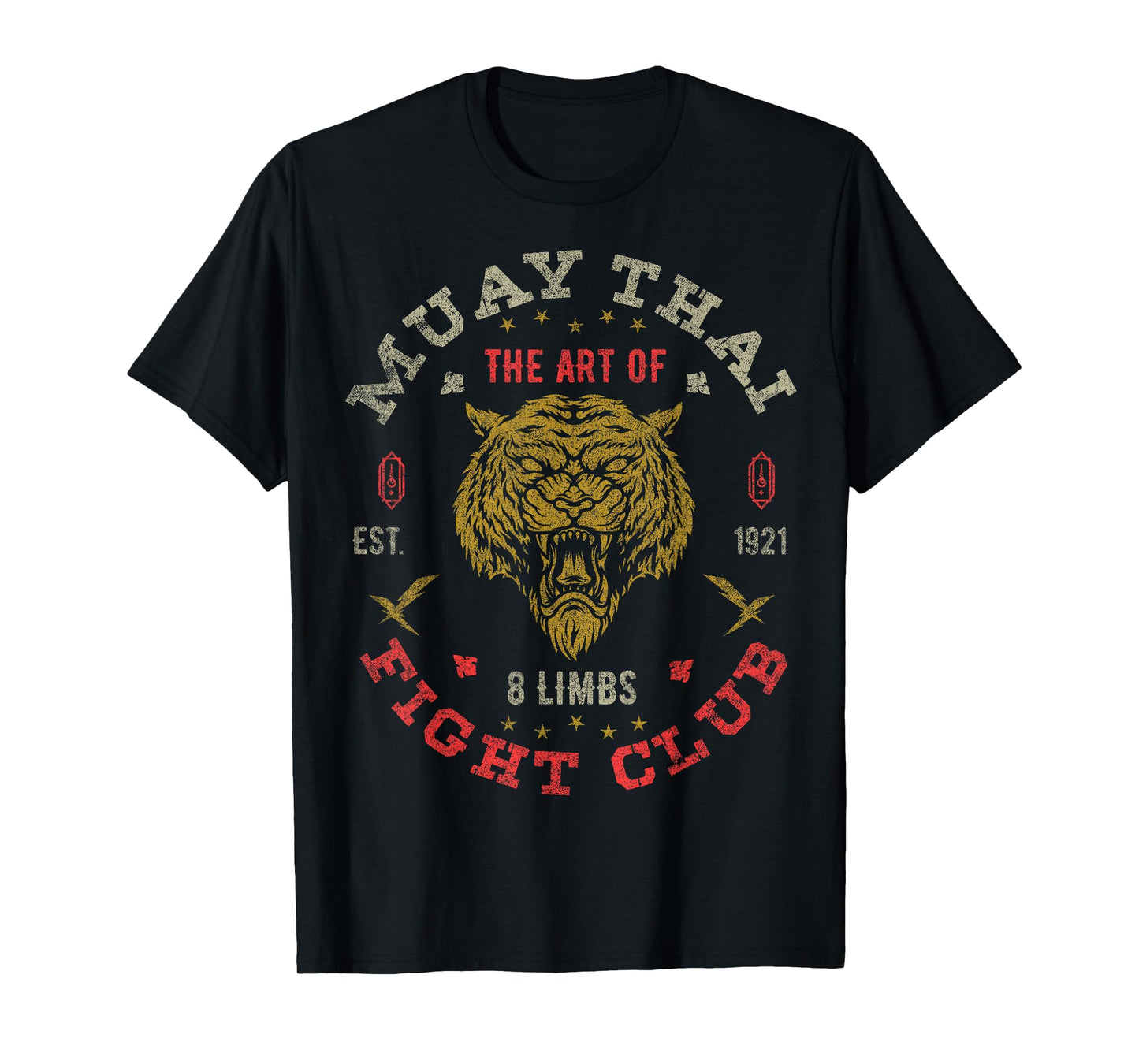 Muay Thai Fighter Vintage Tee Twin Tiger Art of 8 Limbs T-Shirt