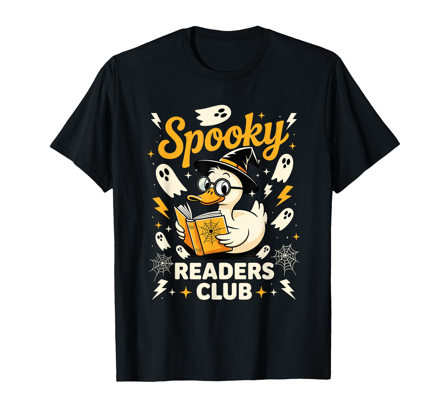 Spooky Readers Club Duck Witch Ghosts Halloween Book Lover T-Shirt