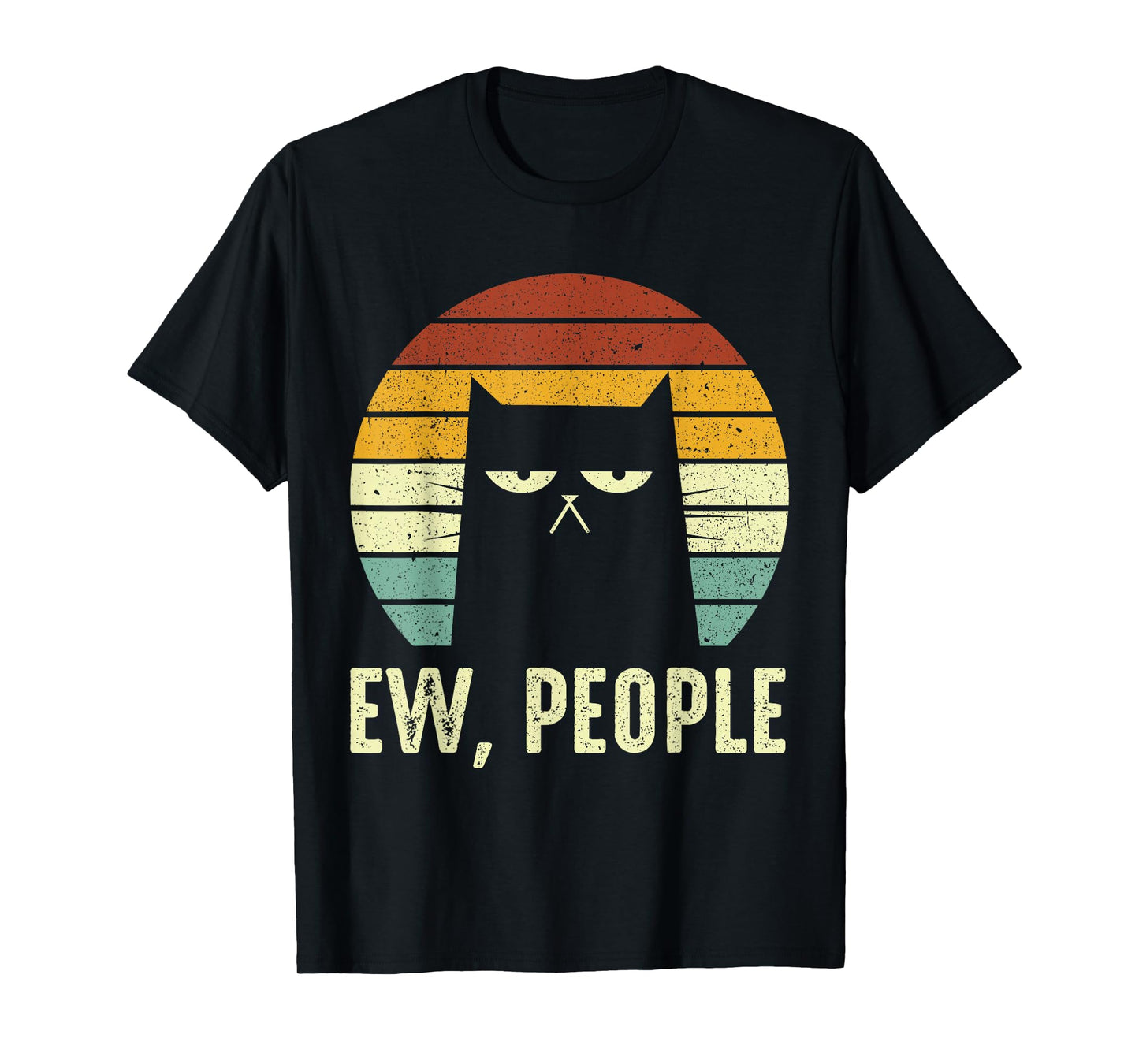 Ew People Retro Funny Black Cats Funny Meowy T-Shirt