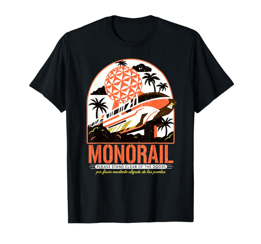 Monorail, Please Stand Clear of The Doors, Theme Park, Retro T-Shirt