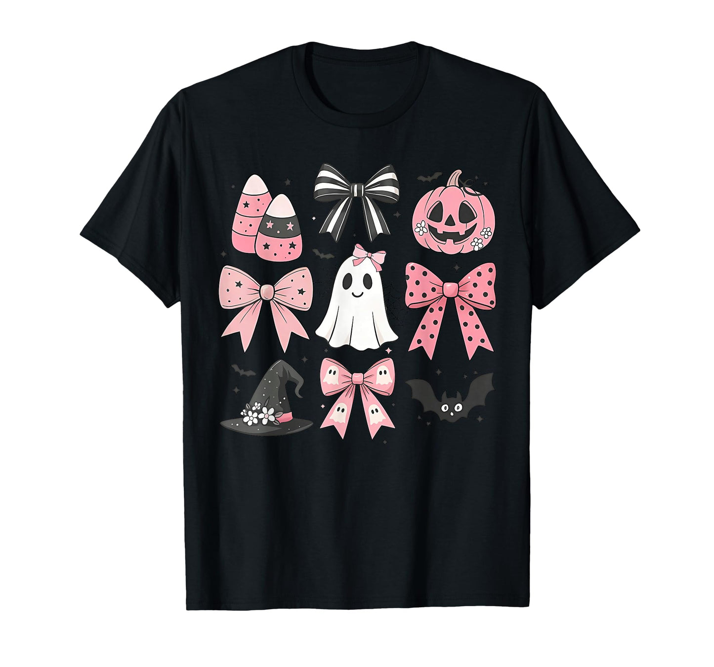 Pink Coquette Bow Halloween Pumpkin Day Women Girls Kids T-Shirt