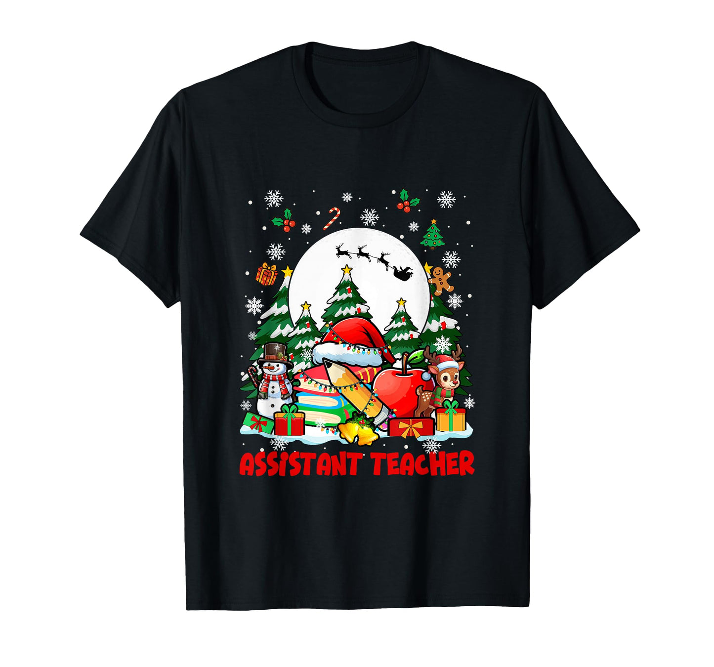 Assistant Teacher Job Tools Santa Snowmen Reindeer Christmas T-Shirt