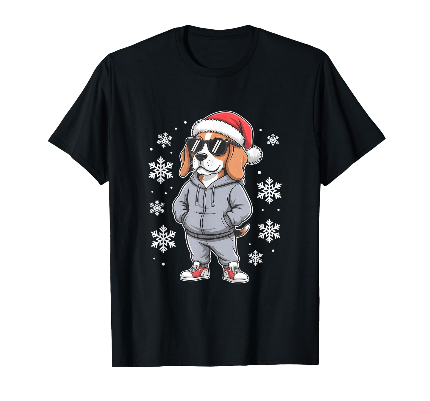 Beagle in Sunglasses Cool Christmas T-Shirt