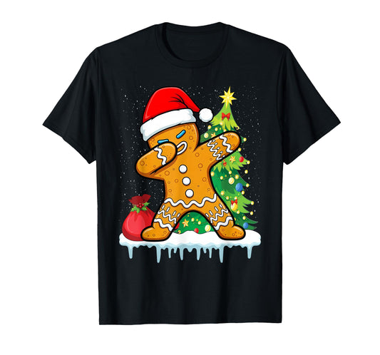 Dabbing Gingerbread Santa Christmas Boys Men Xmas Cookie T-Shirt