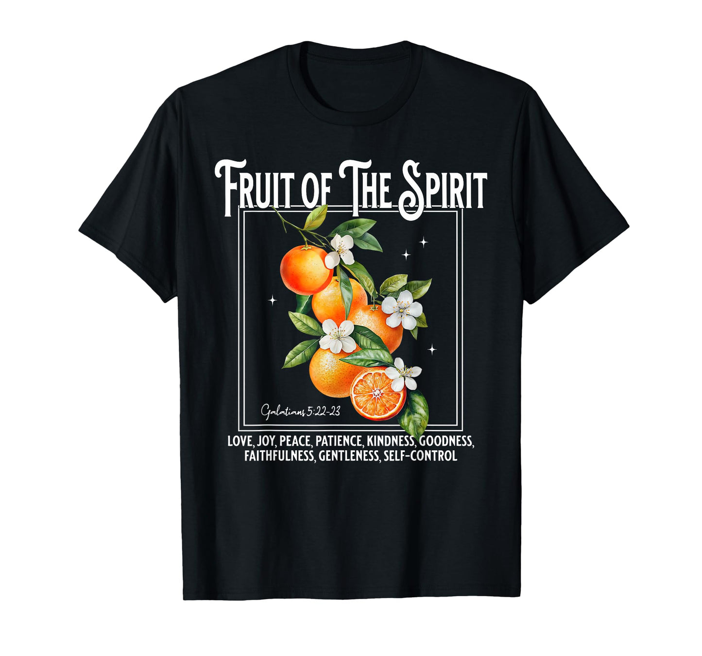 Christian Fruit Of The Spirit Vintage Fruit Orange Flower T-Shirt