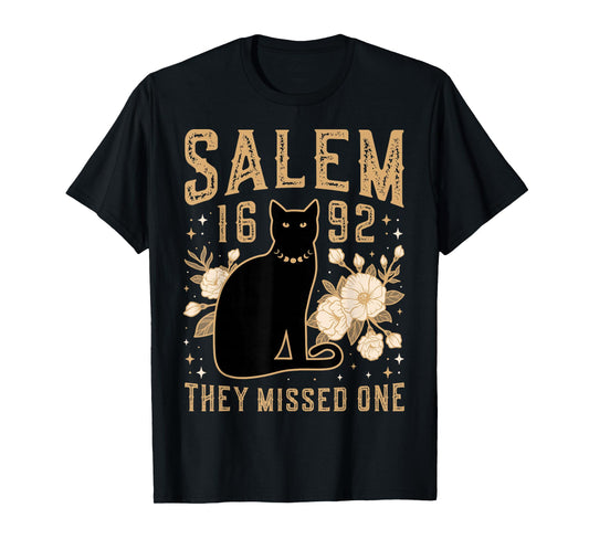 1692 They Missed One Shirt Salem Witch Trials Black Cat Moon T-Shirt