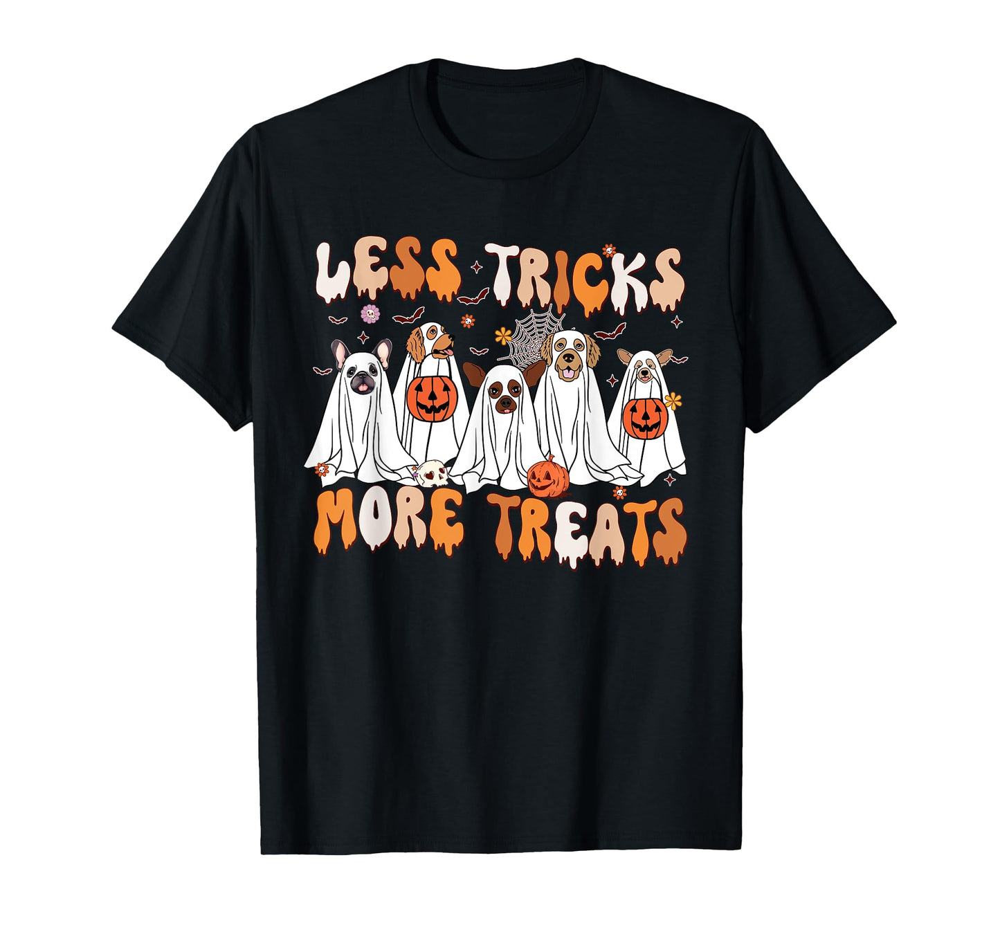 Less Tricks More Treats Spooky Ghost Dogs Vet Tech T-Shirt