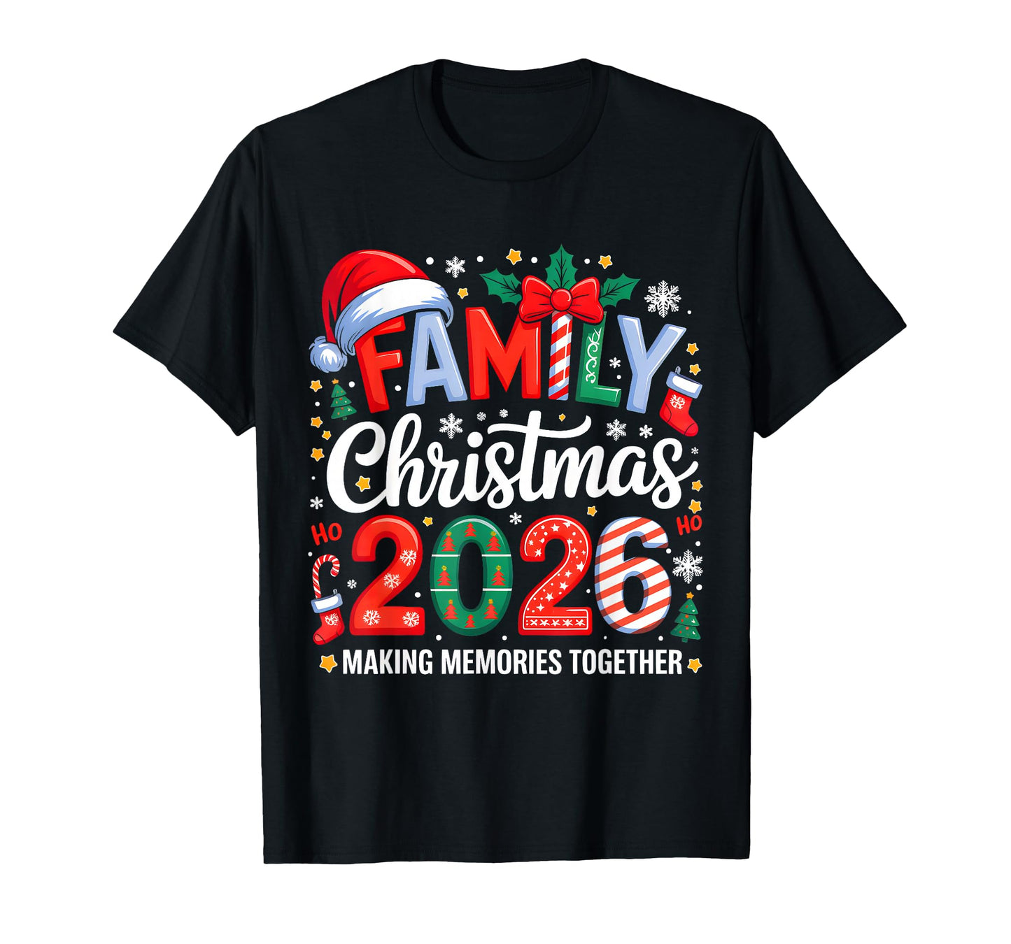 Family Christmas 2026 Squad Santa Elf Xmas Matching Costume T-Shirt