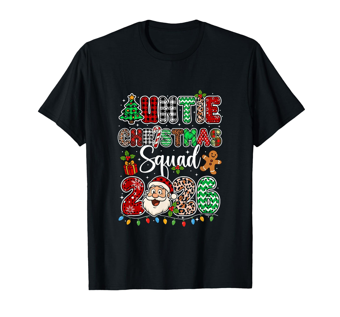 Auntie Christmas Crew 2026 Leopard Funny Santa Family Group T-Shirt