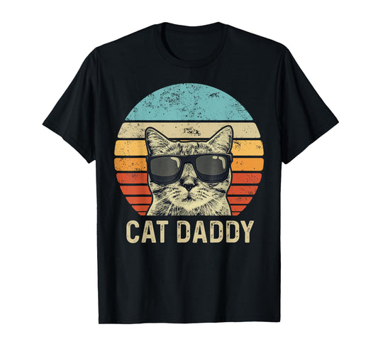 Cat Daddy Retro Cat Sunglasses Cool Cat Dad Gift Fathers Day T-Shirt for Men Women Girls Kids