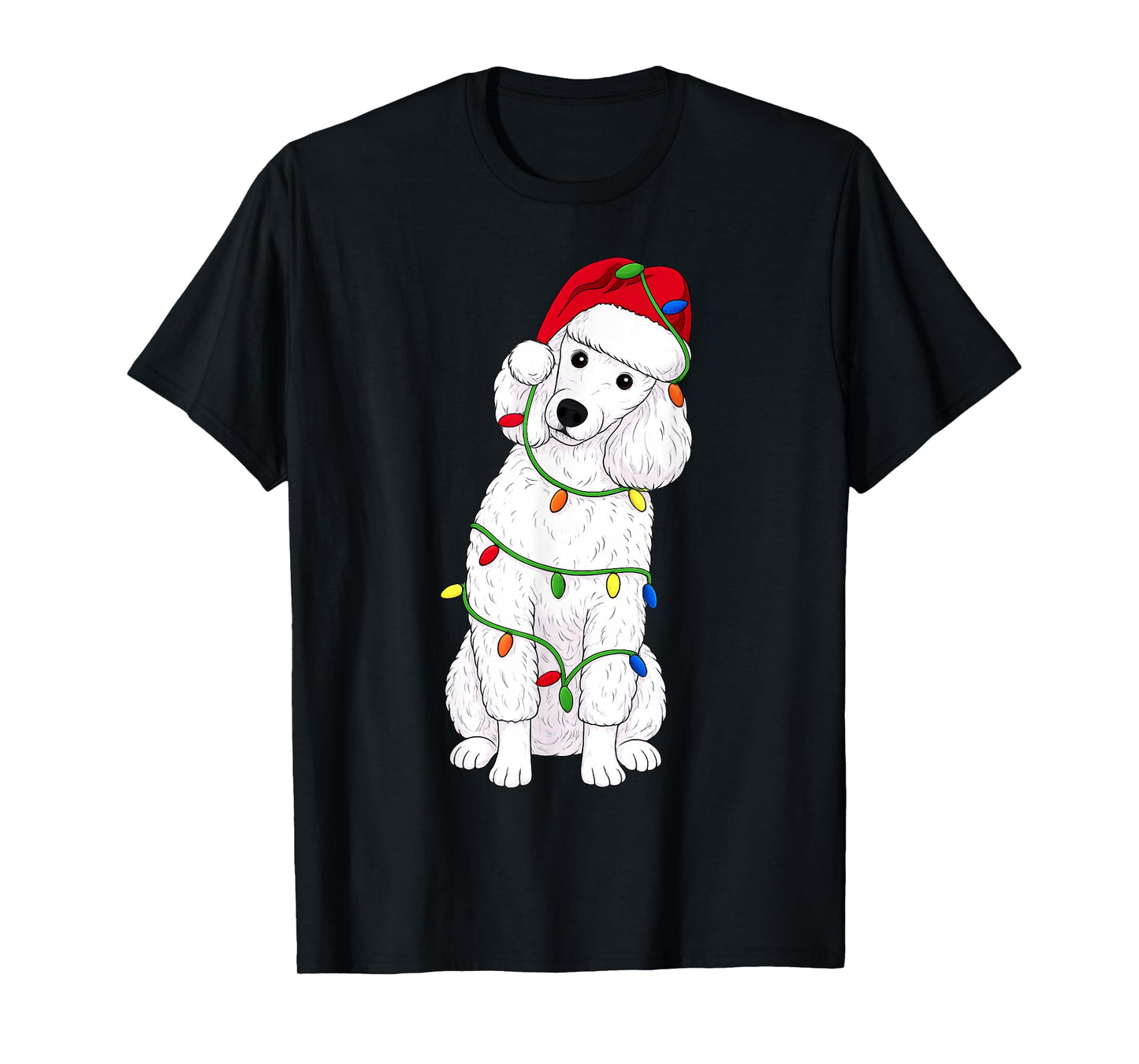Poodle Christmas Tree Lights Holiday Dog Lover T-Shirt
