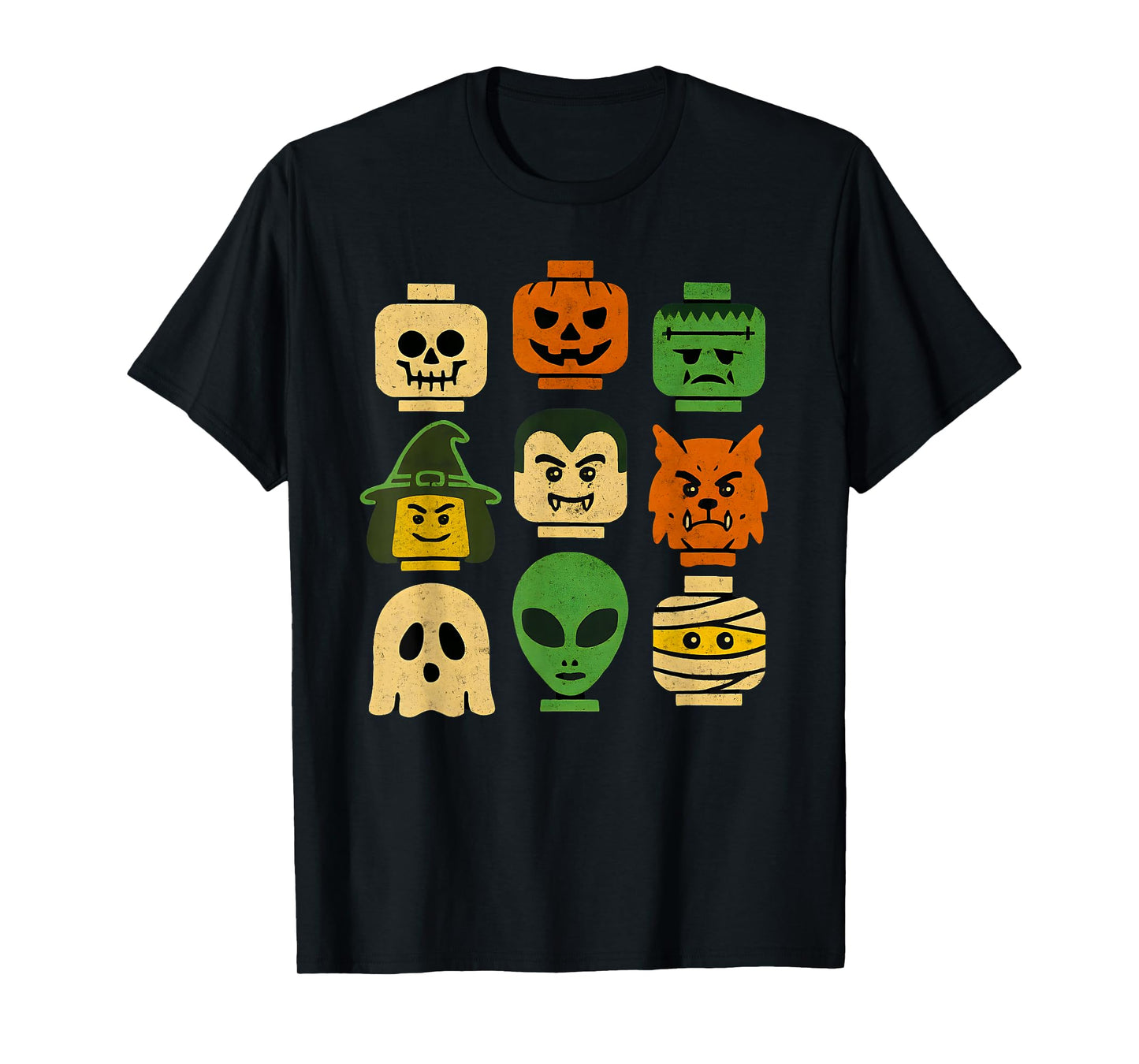 Halloween Brick Head Faces Costume Matching Family Kids Boys T-Shirt