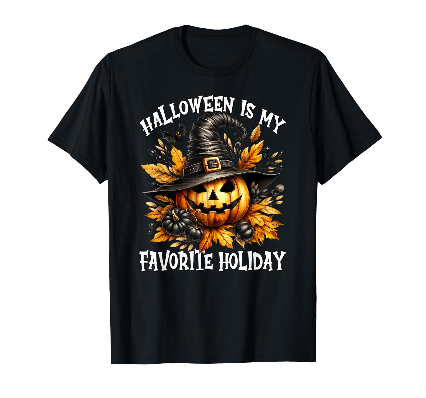 Jack O Lantern in Witch Hat Halloween is My Favorite Holiday T-Shirt