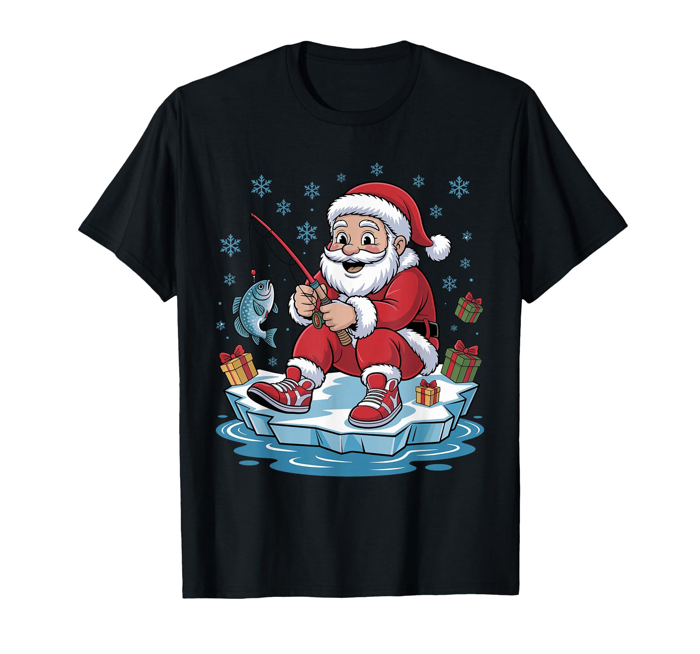 Fisherman Santa Funny Fishing Lovers Christmas Xmas Pajama T-Shirt