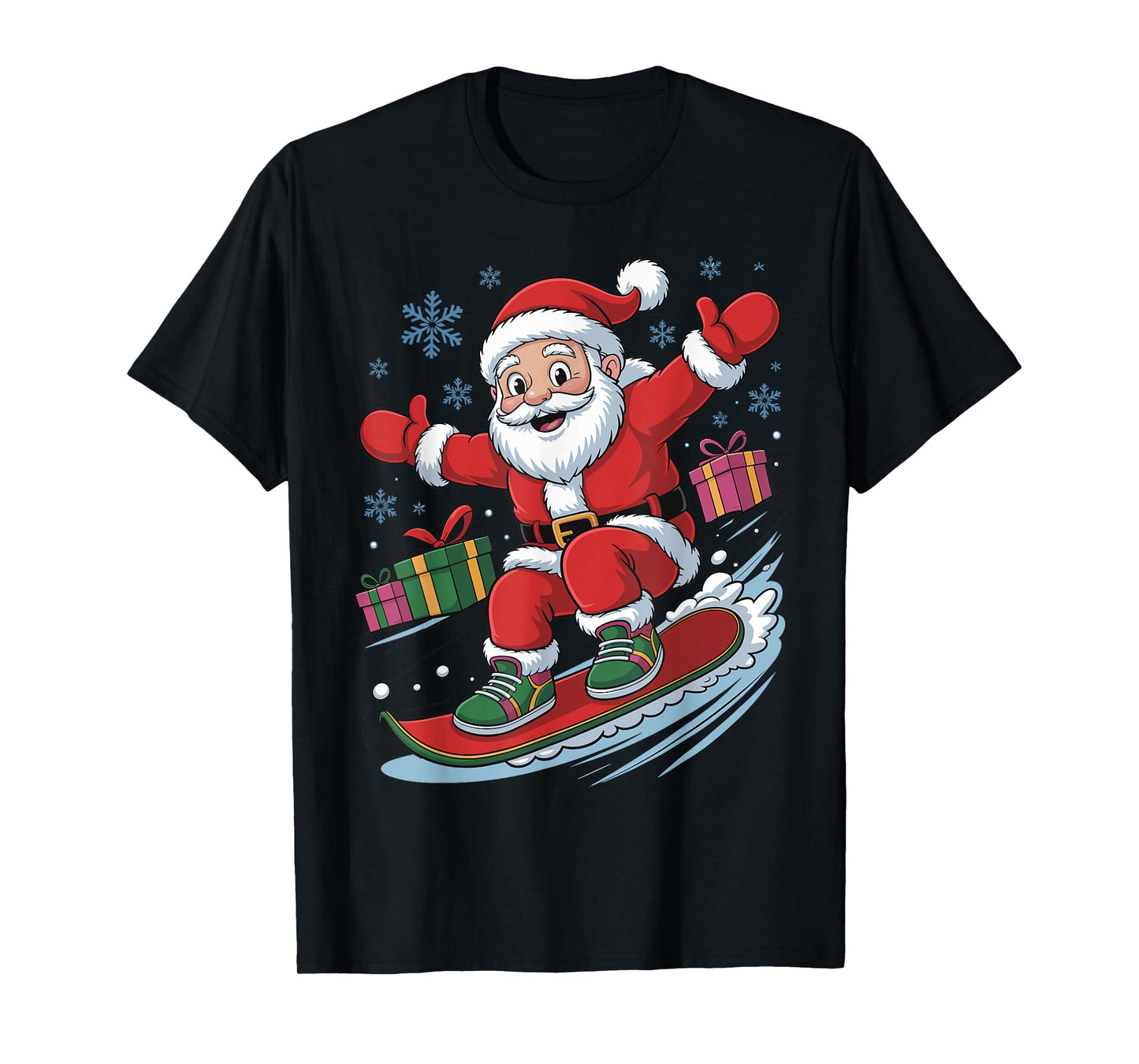 Funny Santa Snowboarding Lover Holiday Christmas Xmas Pajama T-Shirt