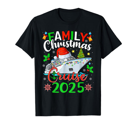 Family Christmas Cruise 2025 Xmas Lights Pajamas Holiday T-Shirt