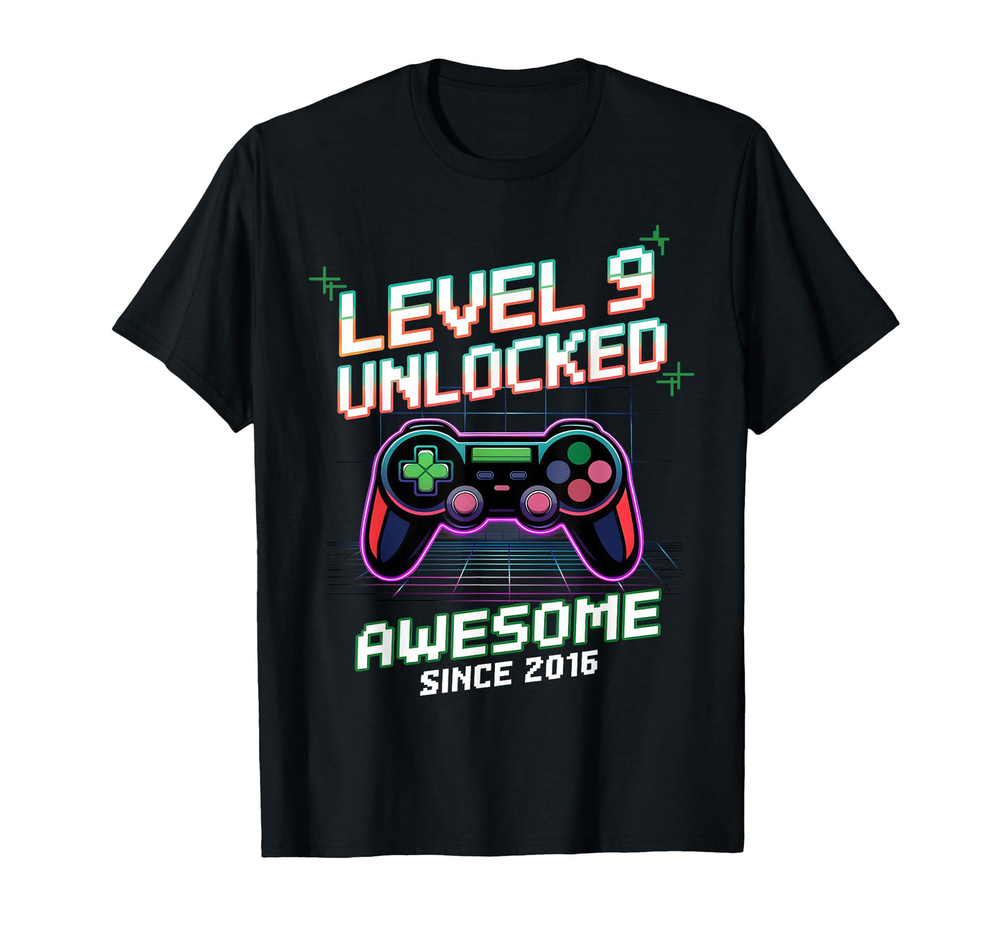 Level 9 Unlocked Awesome Since 2016 9th Birthday Boy Gaming T-Shirt