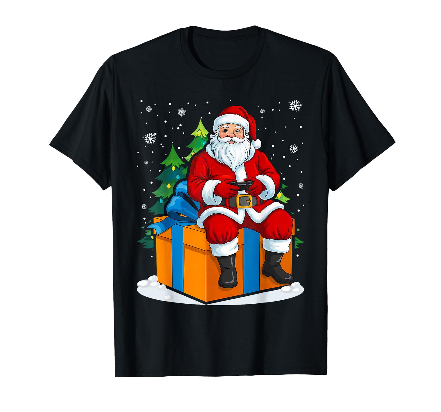 Gamer Santa Playing Video Games Kids Boys Men Christmas T-Shirt