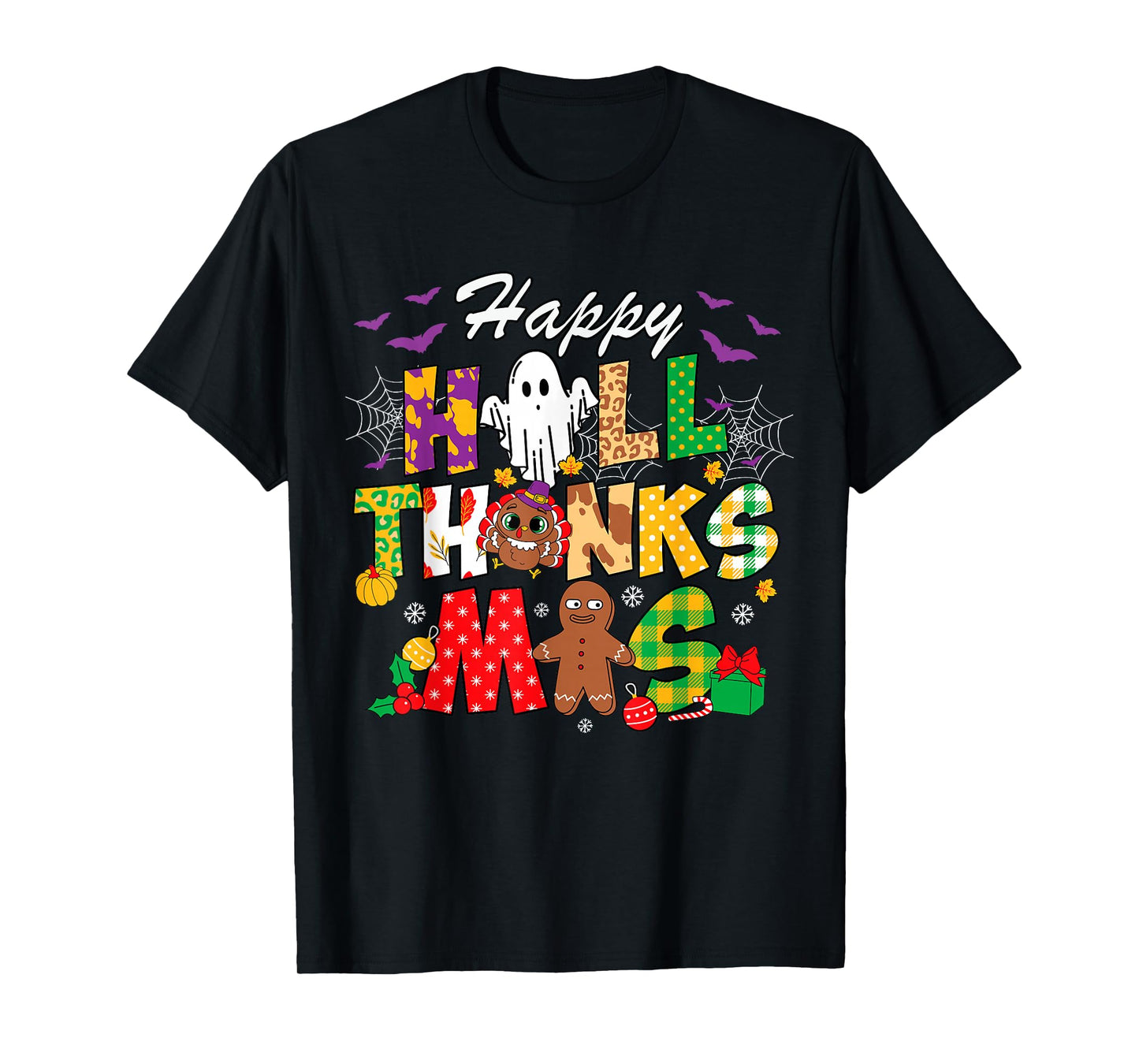 Happy Hallothanksmas Halloween Thanksgiving Christmas Day T-Shirt
