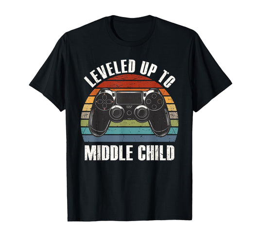 Leveled Up To Middle Child Promoted To Future Middle Child T-Shirt