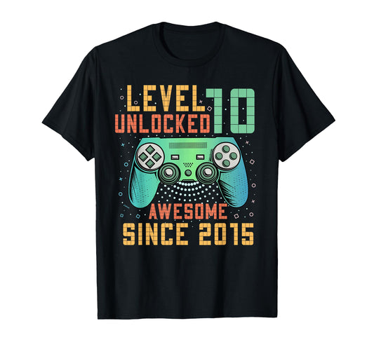 Level 10 Unlocked 10th Birthday 10 Year Old Boy Gifts Gaming T-Shirt