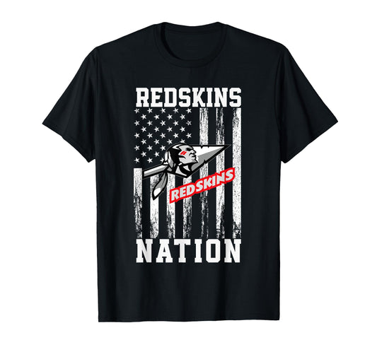 Caldwell Redskins Official High School Gear Unisex-Adults Kids Black Small Straight Short Sleeve Cotton Crew Neck T-Shirt