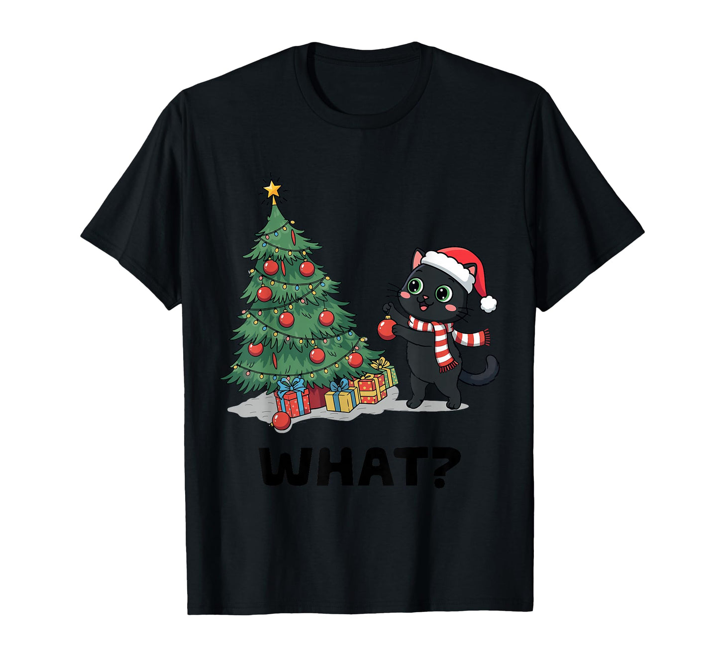 What Funny Cat Christmas Ugly Christmas Funny T-Shirt