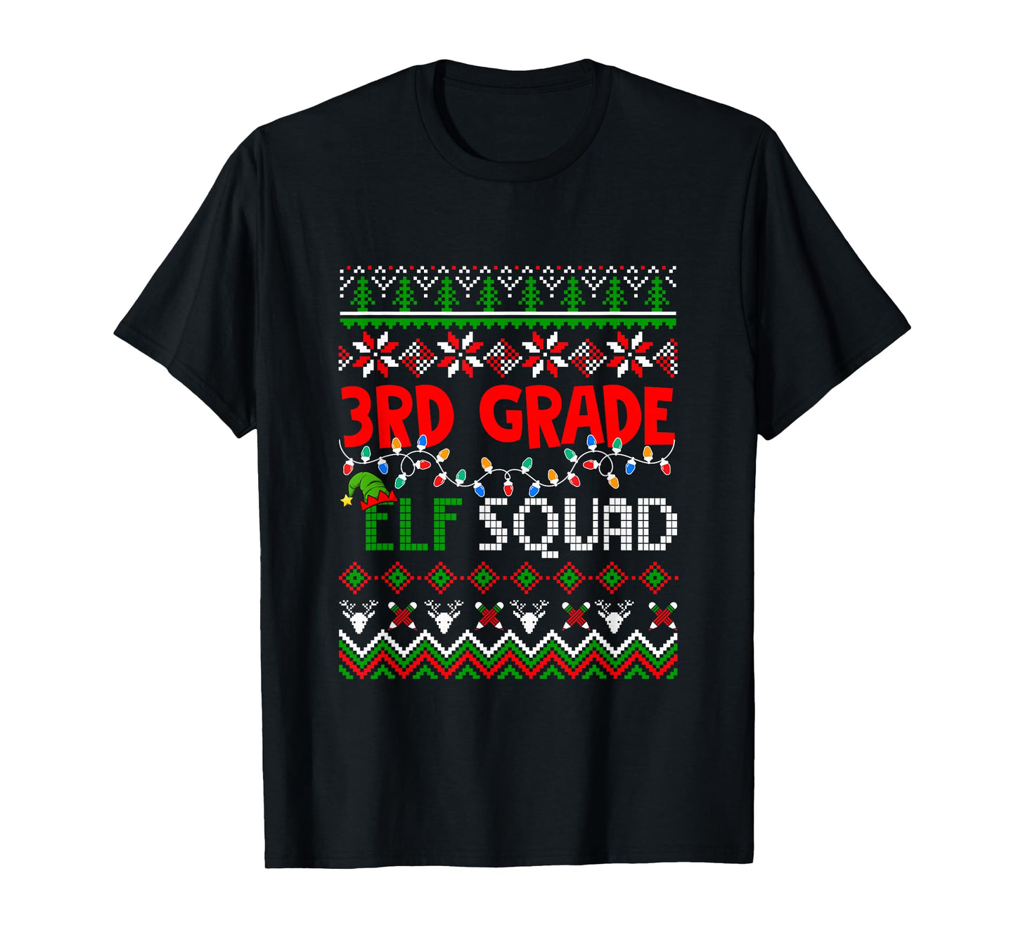 3rd Grade Elf Squad Christmas Sweater Students Teachers T-Shirt