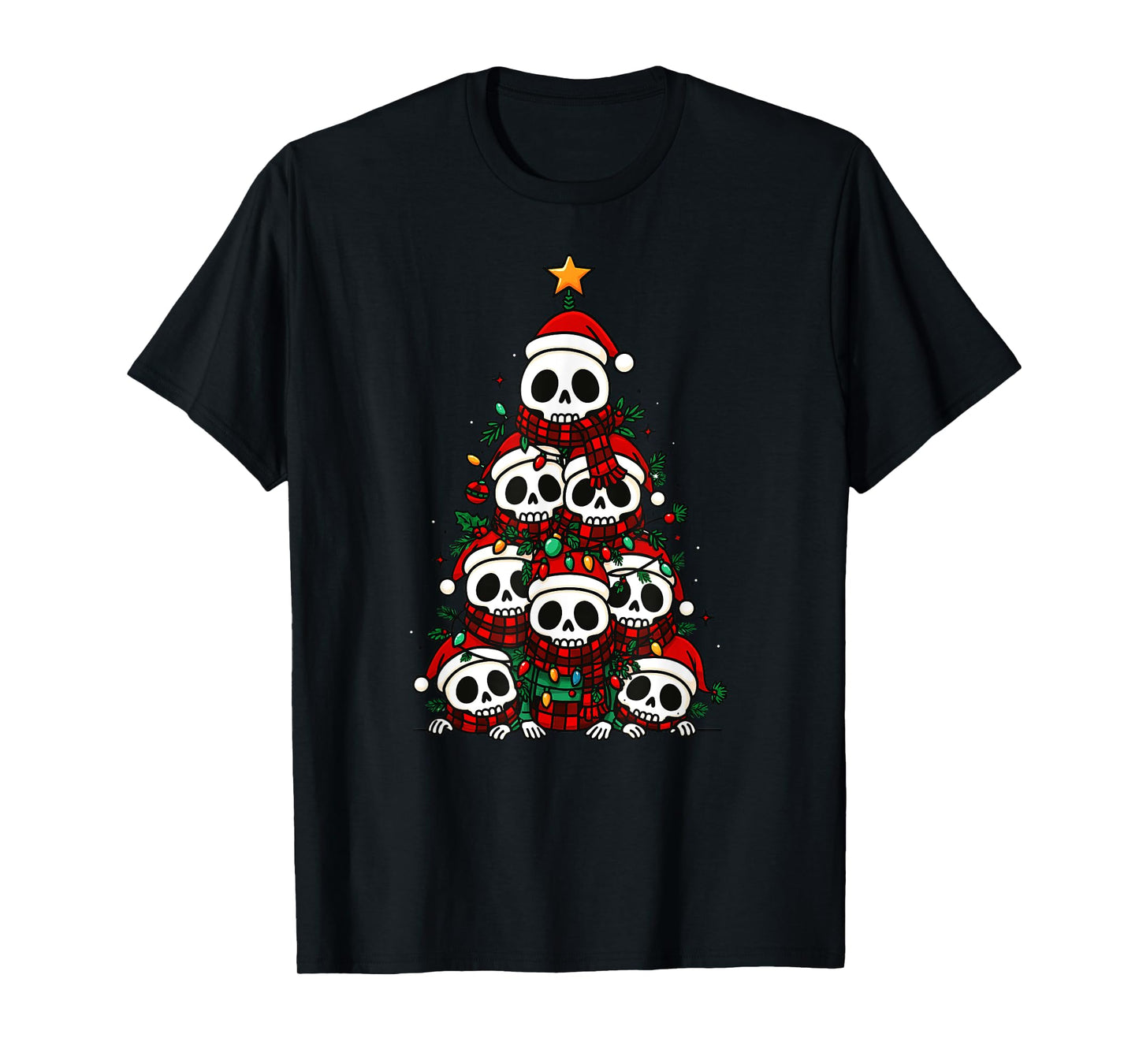 Skulls Christmas Tree Halloween Xmas Santa Boys Girls T-Shirt