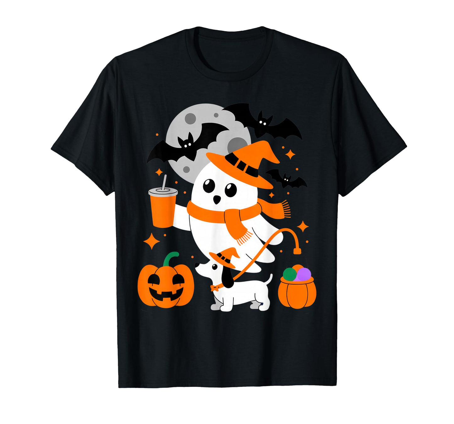 Cute Ghost and Dog Halloween Fun for Spooky Season Lovers T-Shirt