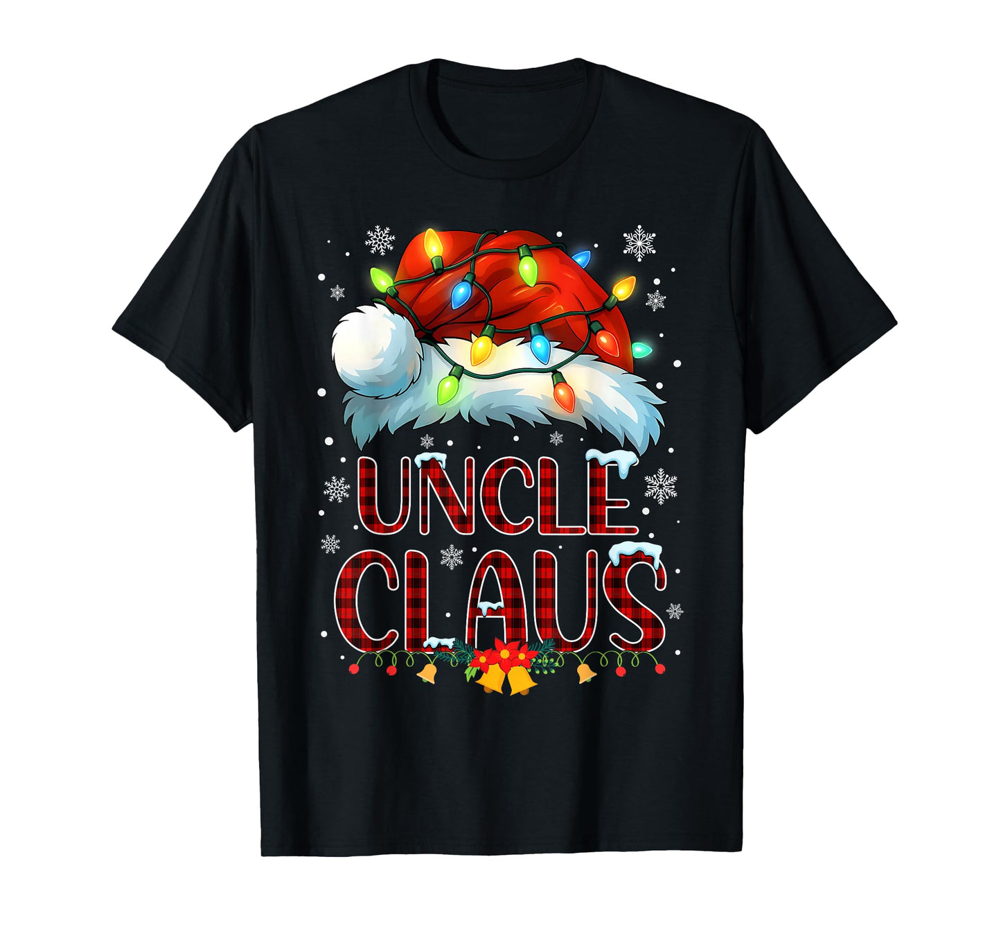 Christmas Hat Lights Pajama Uncle Claus Family Matching T-Shirt