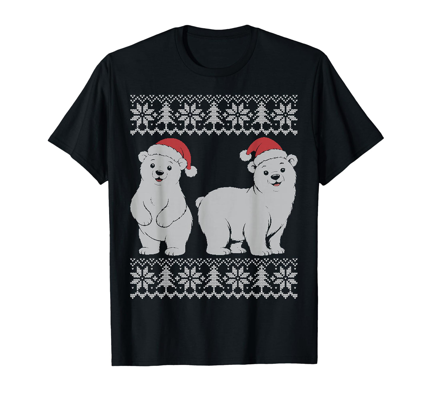 Polar Bear Christmas, White Bear Wearing Santa hat T-Shirt