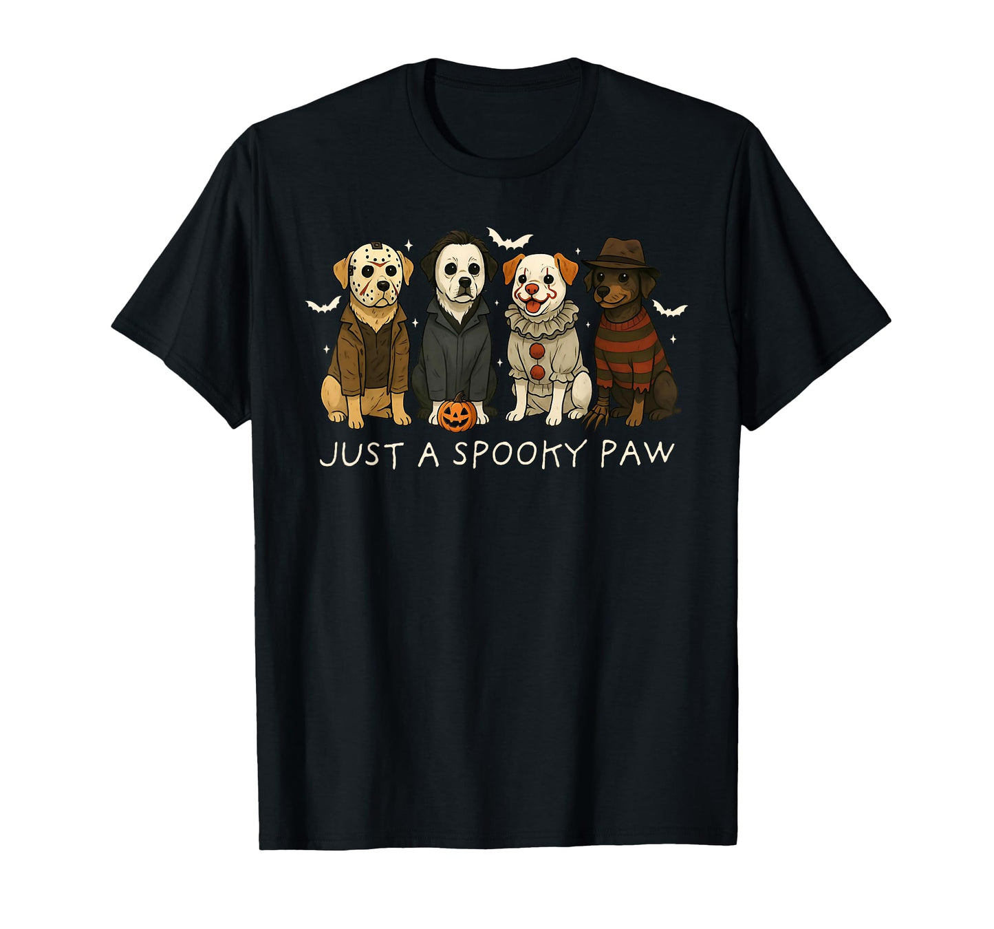 Just A Spooky Paw Retro Halloween Dog Lover Trick Or Treat T-Shirt