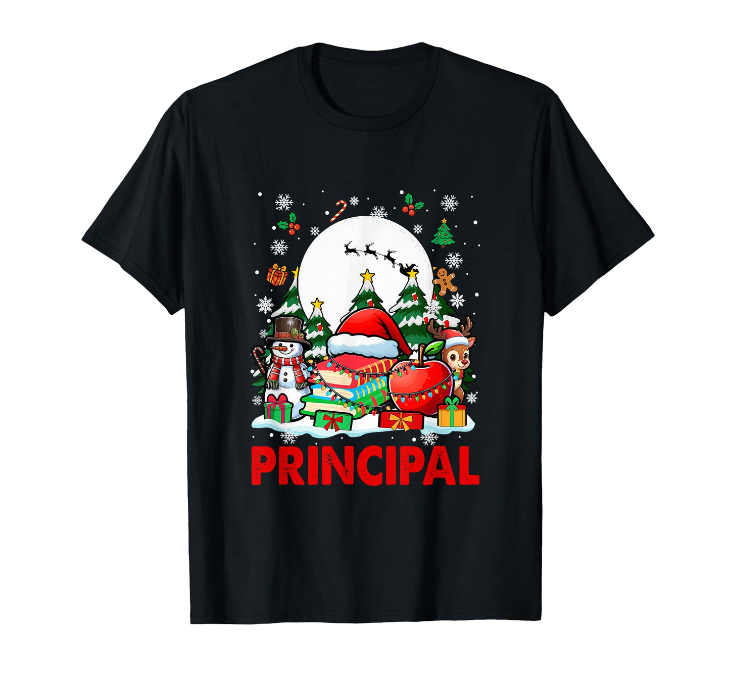 Principal Job Tools Santa Snowmen Reindeer Christmas Trees T-Shirt