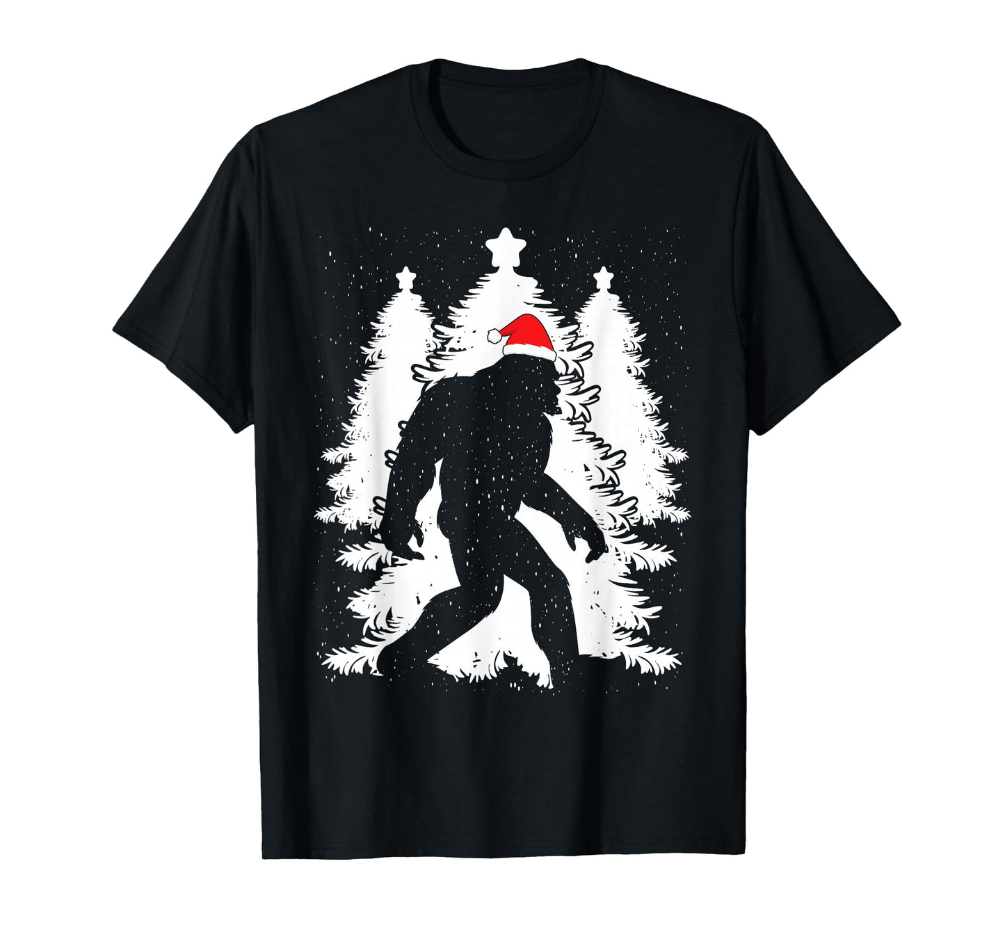 Bigfoot Believe Christmas Tree Sasquatch Santa Funny T-Shirt