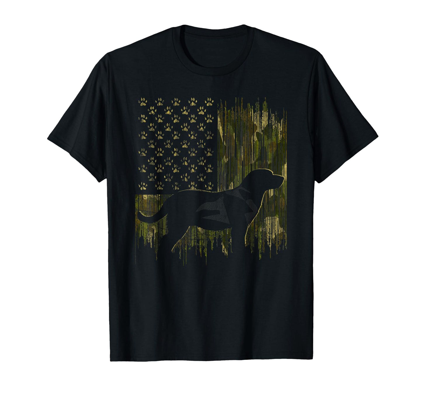 Vintage Camouflage USA Flag Love Labrador Dog Lab Silhouette T-Shirt
