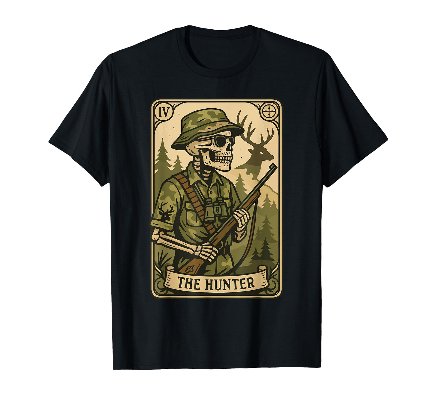 Hunter Tarot Card – Vintage Skeleton Deer Hunting T-Shirt