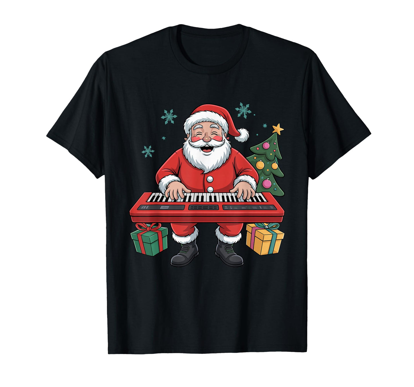 Funny Santa Playing Digital Keyboard Holiday Chrismas Pajama T-Shirt