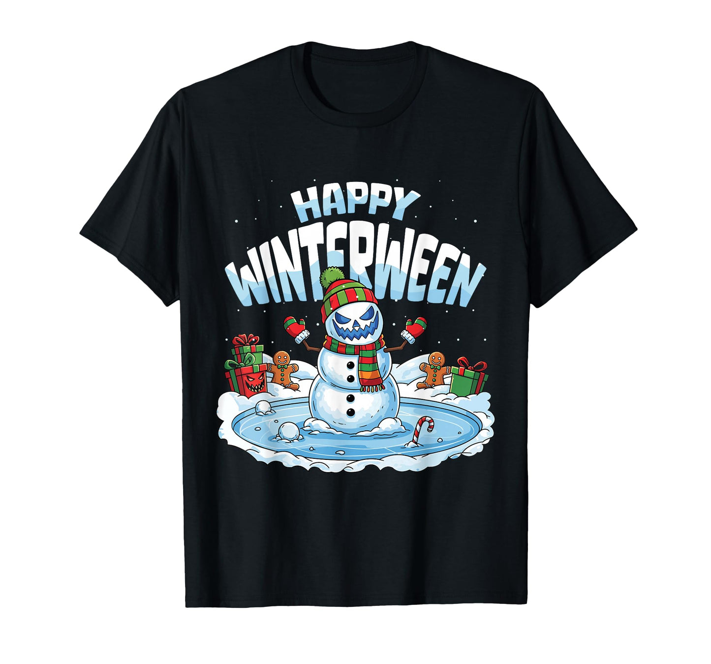 Happy Winterween Winter Halloween Christmas Snow Man T-Shirt
