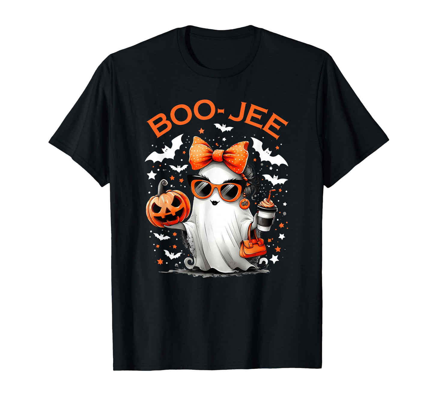 Coquette Leopard Ghost Coffee Boo-JEE Halloween Boujee Ghost T-Shirt