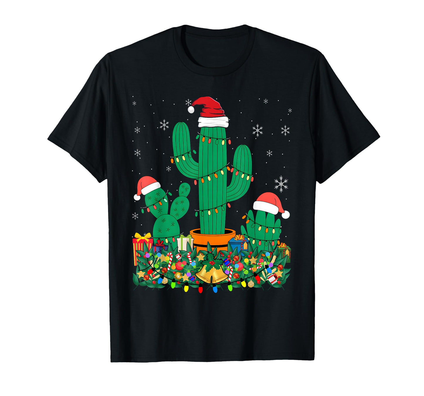 Saguaro Cactus with Santa Hat Christmas T-Shirt