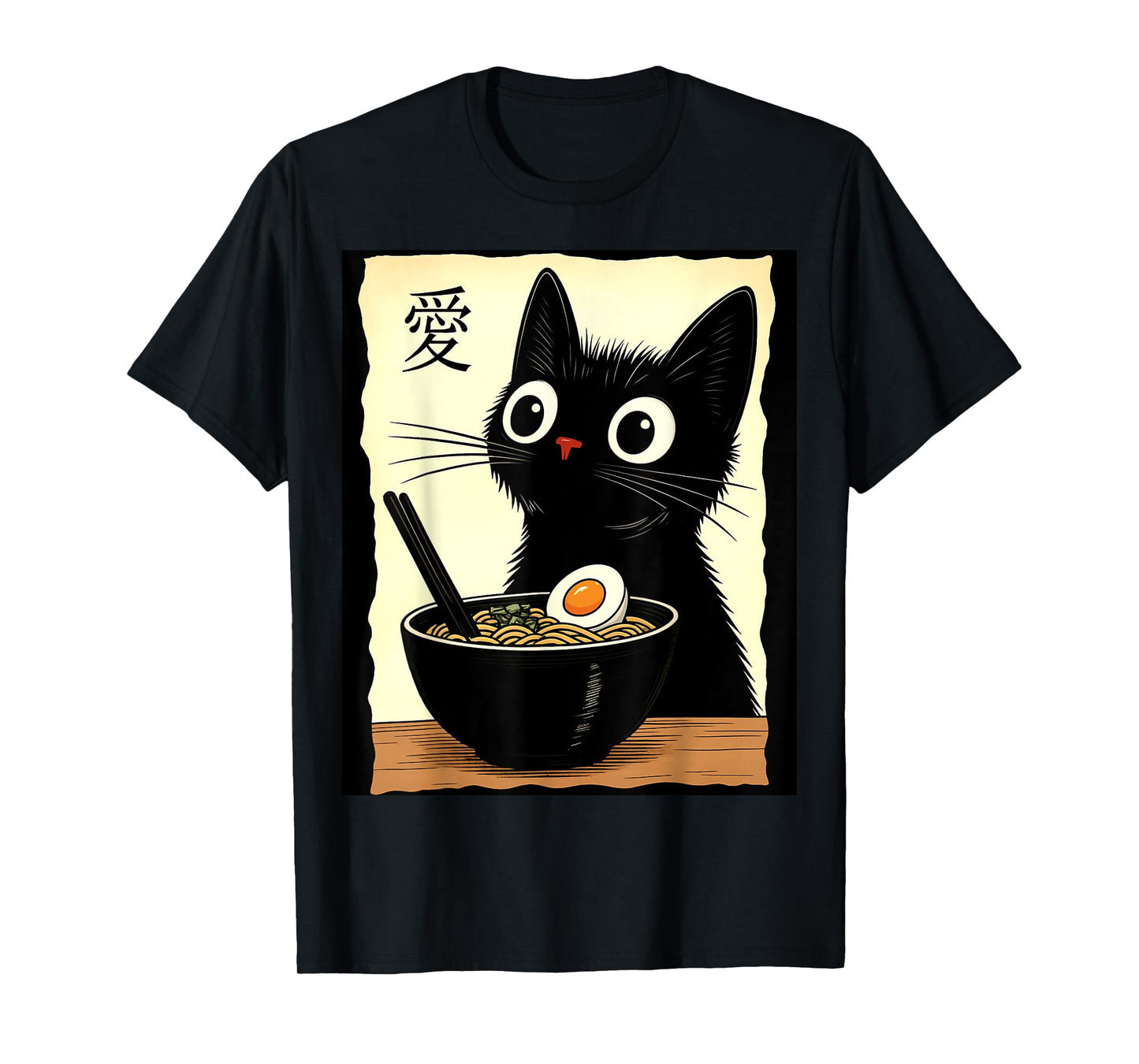 Kawaii Cat Eating Ramen Noodles Funny Anime Gift Girls Teens T-Shirt