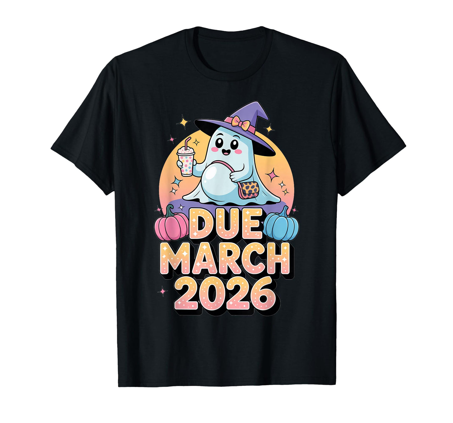 Halloween Pregnant Due March 2026 Mama Ghost Baby Mom T-Shirt