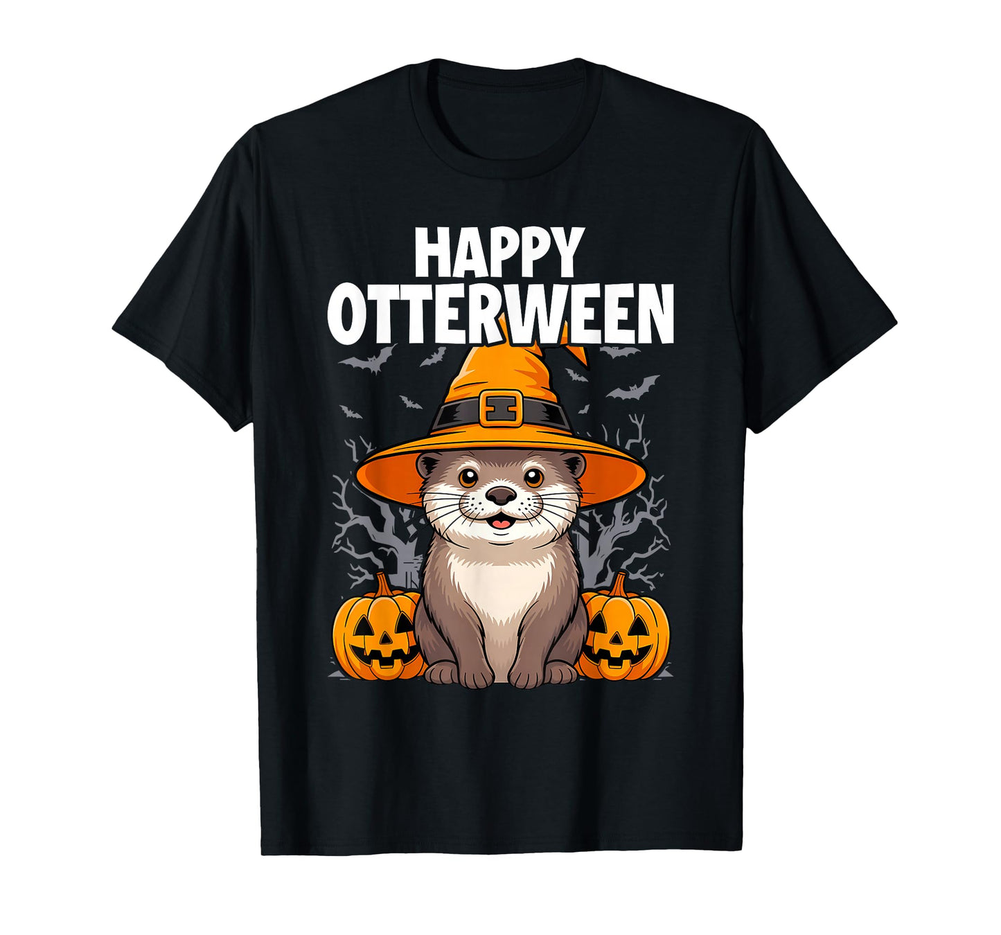 Happy Otterween Witch Sea Otter Pumpkin Halloween Costume T-Shirt