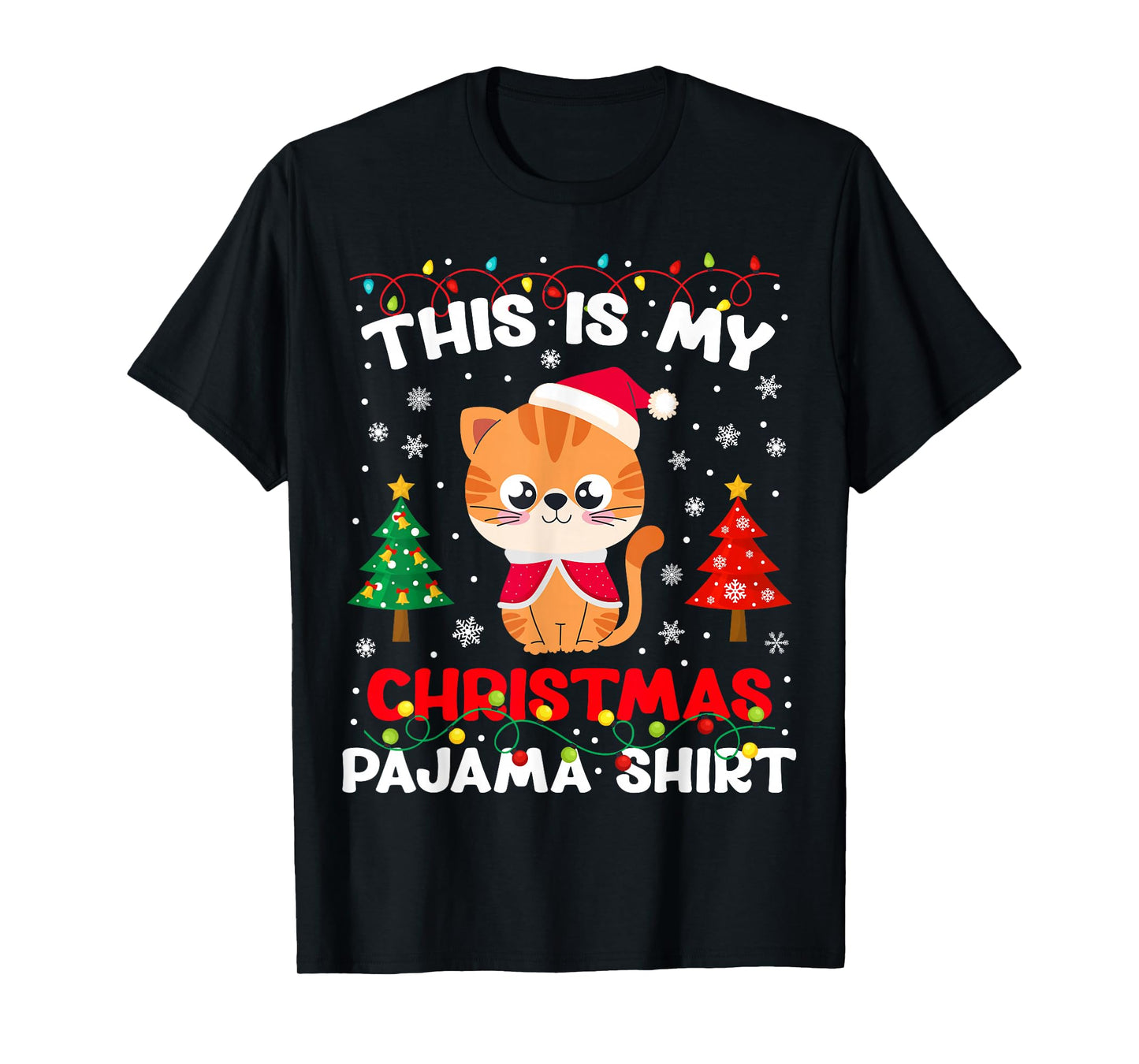 This is My Christmas Pajama Costume Funny Cat Lover Xmas PJs T-Shirt