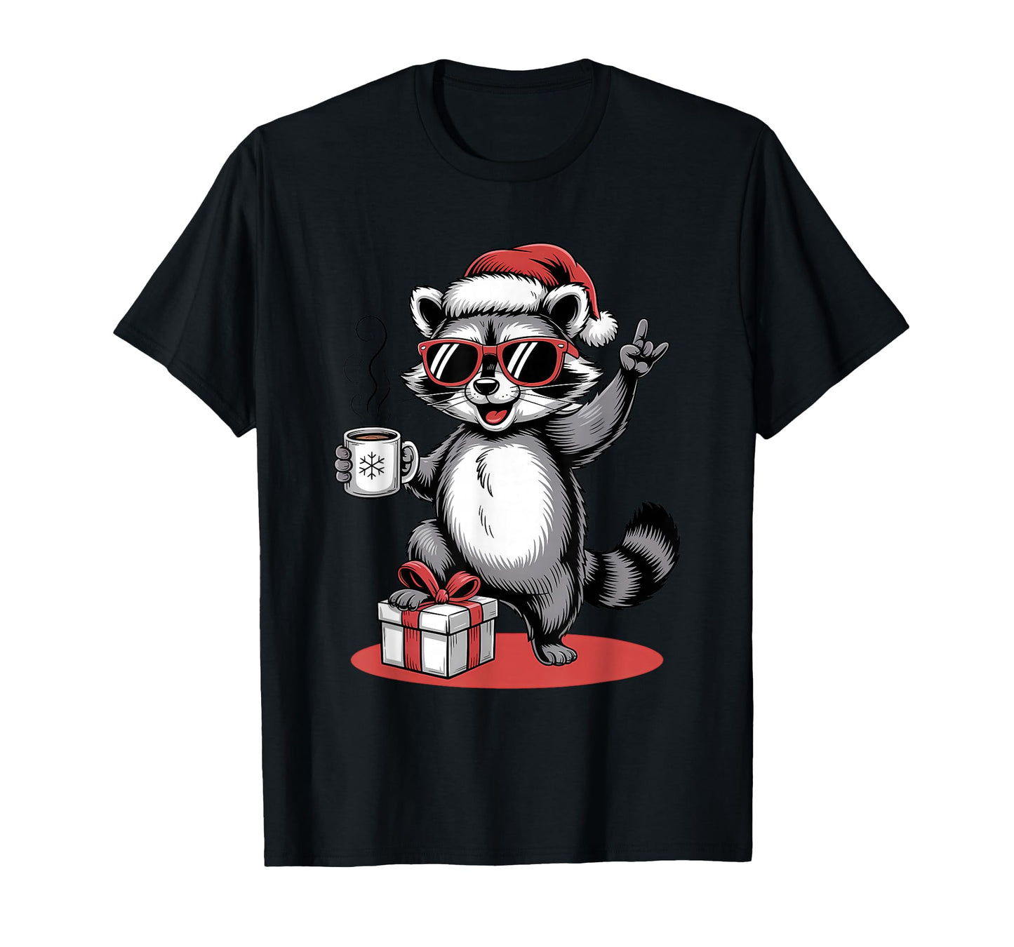 Cute Raccoon Rock Christmas Funny Racoon T-Shirt