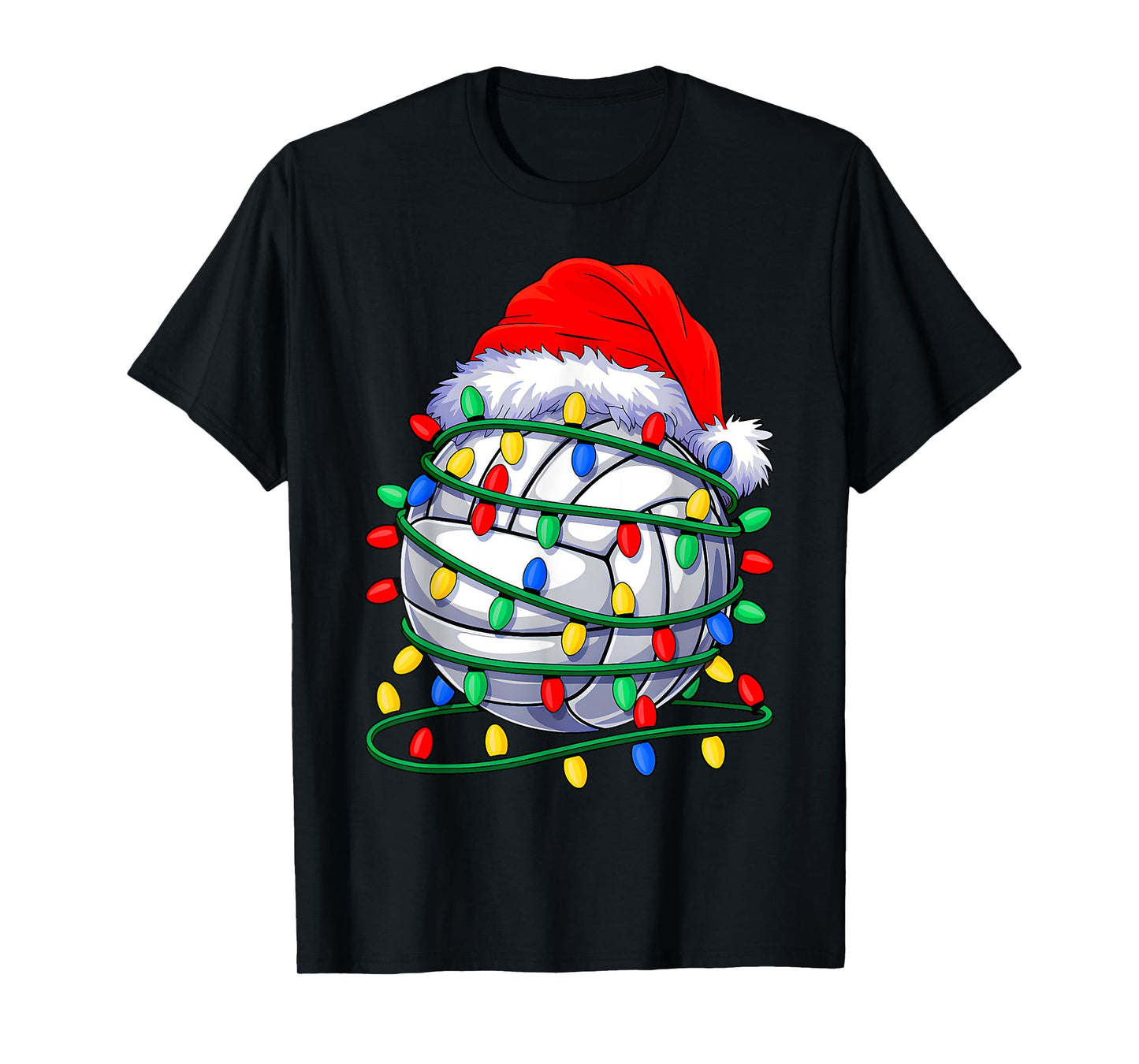 Volleyball Ball Santa Hat Christmas Volleyball Xmas Lights T-Shirt