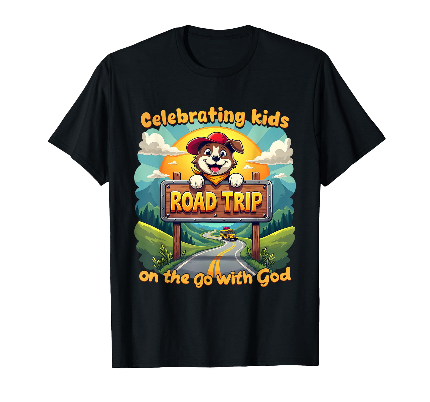 Road Trip Celebrating Kids On The Go Christian VBS 2025 T-Shirt