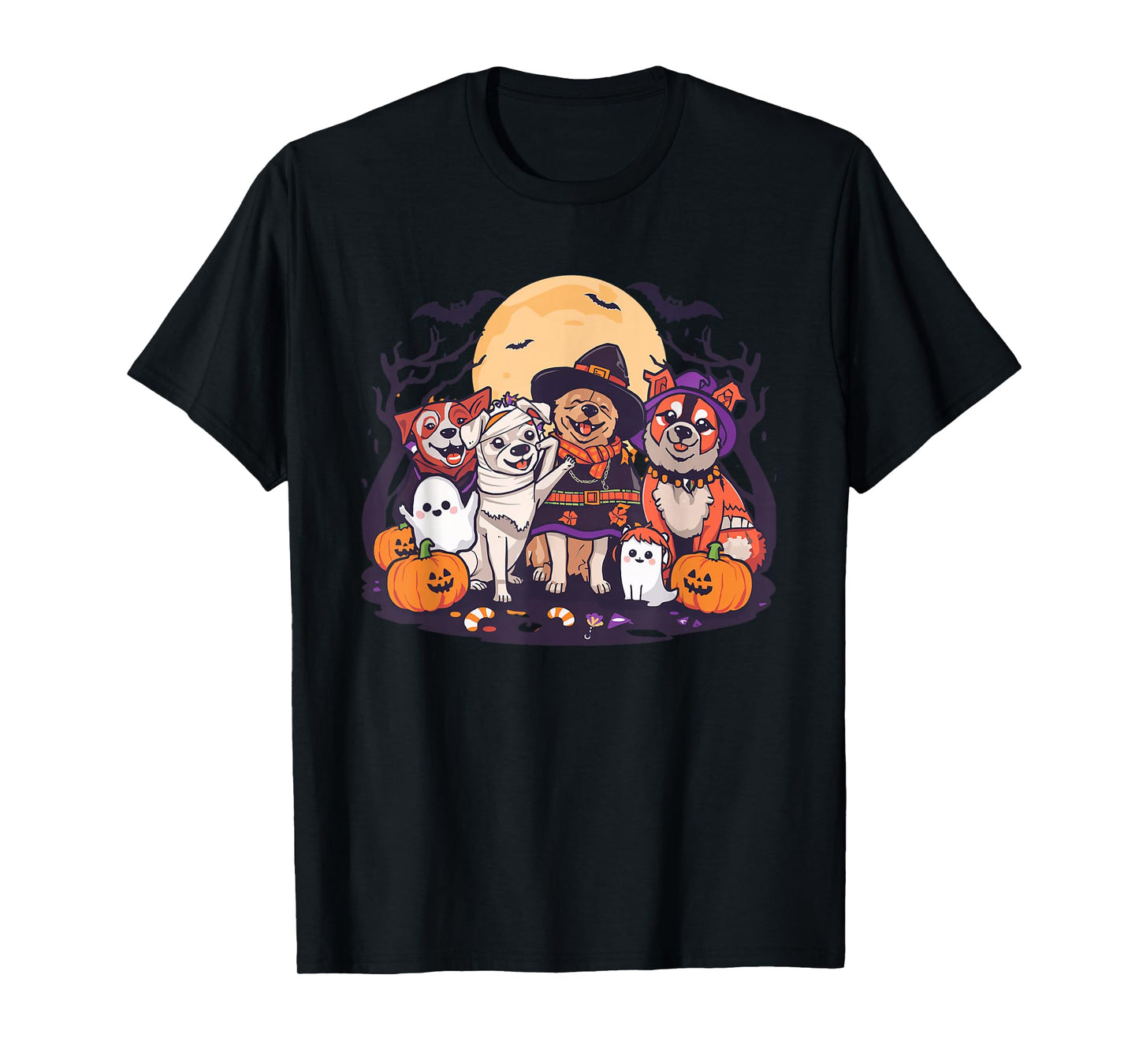 Cute Mummy Witch Ghost Halloween Dog Costume Men Women Kids T-Shirt
