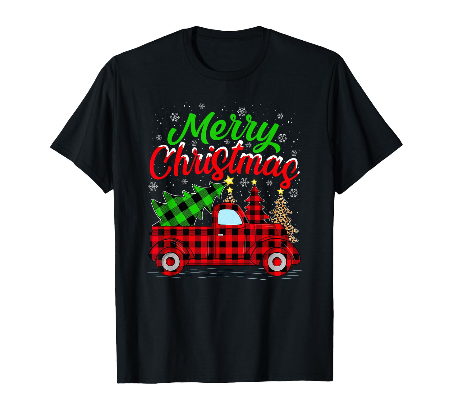 Red Truck Merry Christmas Tree Pajamas Matching Family Xmas T-Shirt